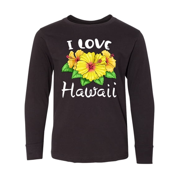 Inktastic I Love Hawaii Hibiscus Flowers Long Sleeve Youth T-Shirt