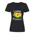 thumbnail image 1 of Inktastic I Love Hawaii Hibiscus Flowers Women's V-Neck T-Shirt, 1 of 5