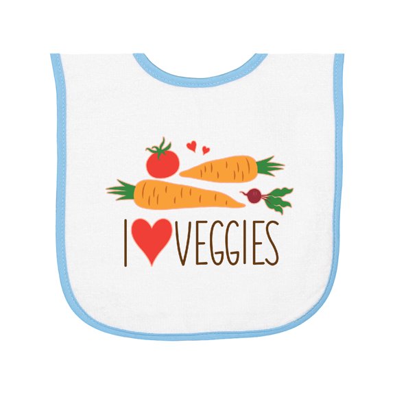 Inktastic I Love Heart Veggies Vegetables Healthy Food Baby Terry Cloth Bib