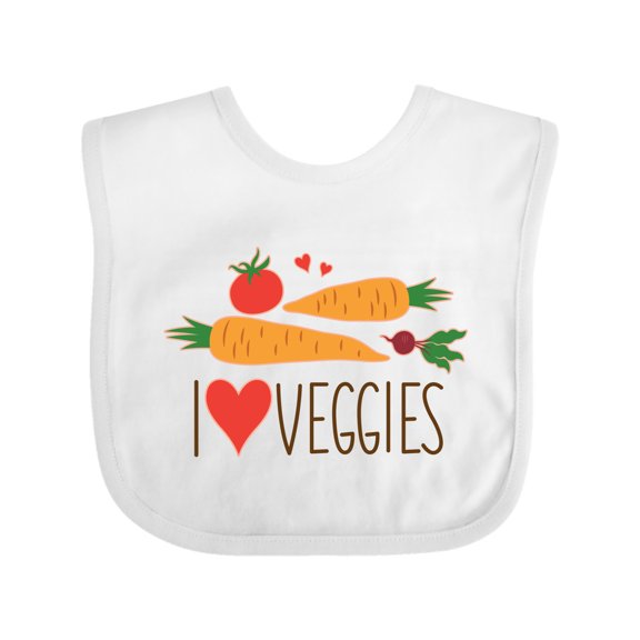 Inktastic I Love Heart Veggies Vegetables Healthy Food Boys or Girls Baby Bib
