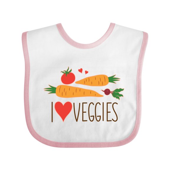 Inktastic I Love Heart Veggies Vegetables Healthy Food Boys or Girls Baby Bib