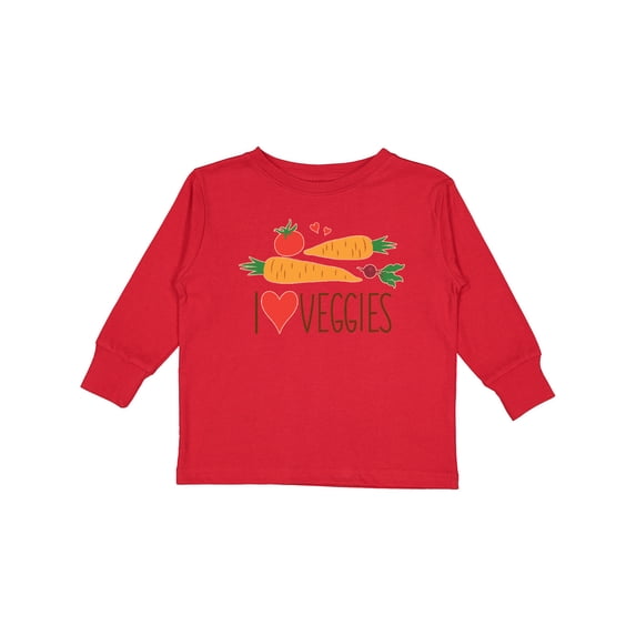 Inktastic I Love Heart Veggies Vegetables Healthy Food Boys or Girls Long Sleeve Toddler T-Shirt