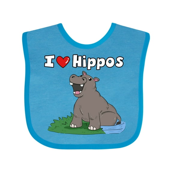 Inktastic I Love Hippos Boys or Girls Baby Bib