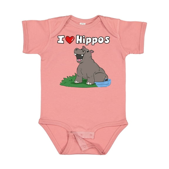 Inktastic I Love Hippos Boys or Girls Baby Bodysuit