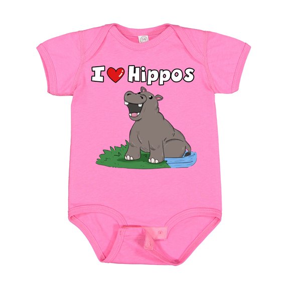 Inktastic I Love Hippos Boys or Girls Baby Bodysuit