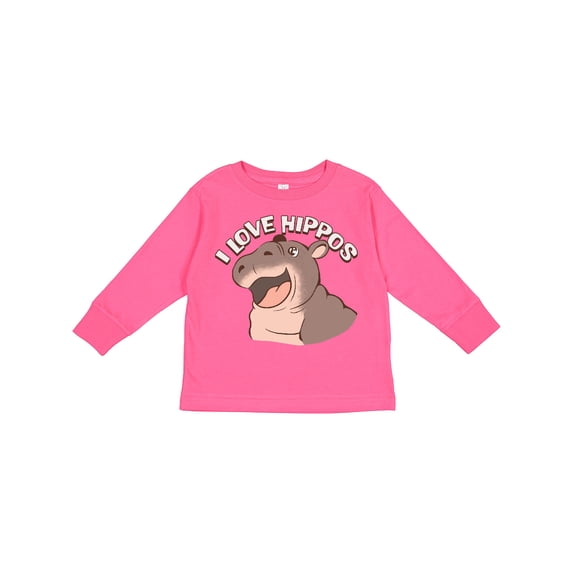 Inktastic I Love Hippos Boys or Girls Long Sleeve Toddler T-Shirt