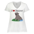 thumbnail image 1 of Inktastic I Love Hippos Women's Plus Size V-Neck T-Shirt, 1 of 5