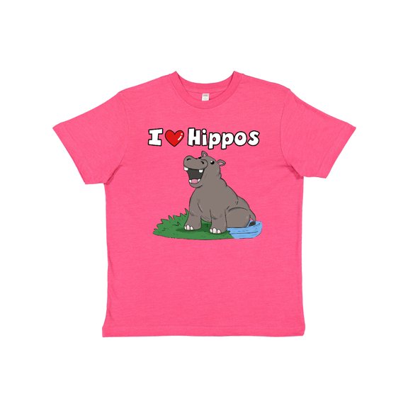 Inktastic I Love Hippos Youth T-Shirt
