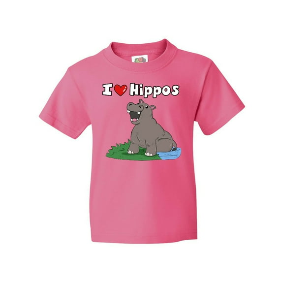 Inktastic I Love Hippos Youth T-Shirt