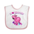 thumbnail image 1 of Inktastic I Love Hippos with Pink Hippo and Flowers Boys or Girls Baby Bib, 1 of 4