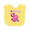 thumbnail image 1 of Inktastic I Love Hippos with Pink Hippo and Flowers Boys or Girls Baby Bib, 1 of 4