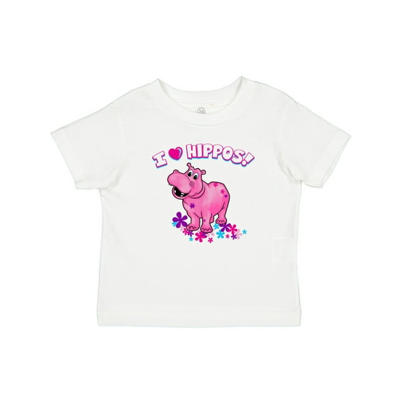 Inktastic I Love Hippos with Pink Hippo and Flowers Boys or Girls Baby T-Shirt