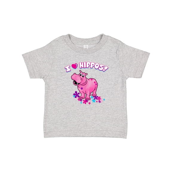 Inktastic I Love Hippos with Pink Hippo and Flowers Boys or Girls Baby T-Shirt