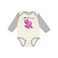 thumbnail image 1 of Inktastic I Love Hippos with Pink Hippo and Flowers Boys or Girls Long Sleeve Baby Bodysuit, 1 of 5
