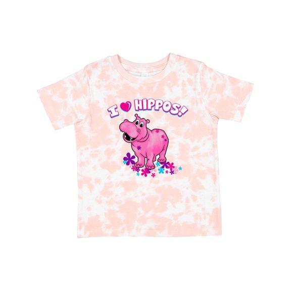 Inktastic I Love Hippos with Pink Hippo and Flowers Boys or Girls Toddler T-Shirt