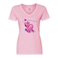 thumbnail image 1 of Inktastic I Love Hippos with Pink Hippo and Flowers Women's V-Neck T-Shirt, 1 of 5