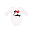 thumbnail image 1 of Inktastic I Love Hockey Girls Long Sleeve Baby Bodysuit, 1 of 5