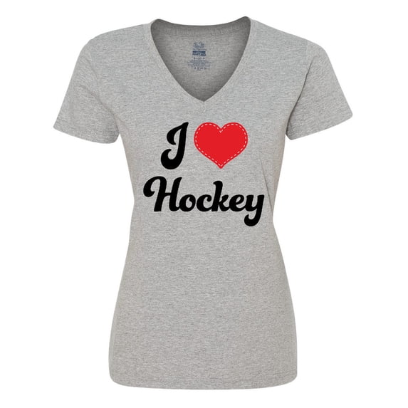 Inktastic I Love Hockey Women's V-Neck T-Shirt