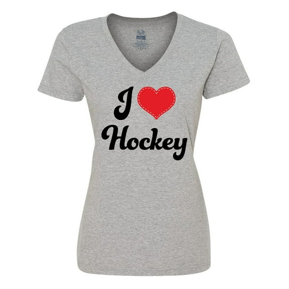 Inktastic I Love Hockey Women's V-Neck T-Shirt