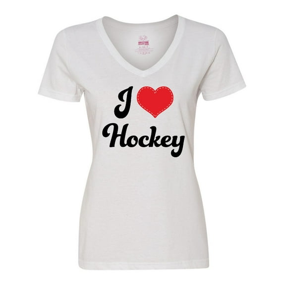 Inktastic I Love Hockey Women's V-Neck T-Shirt