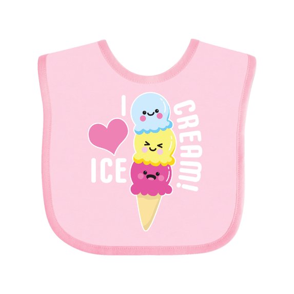 Inktastic I Love Ice Cream with Cute Ice Cream Cone Boys or Girls Baby Bib