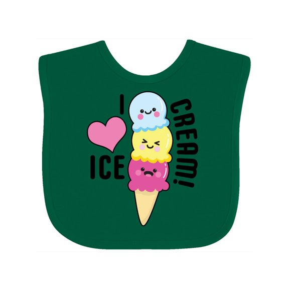 Inktastic I Love Ice Cream with Cute Ice Cream Cone Boys or Girls Baby Bib