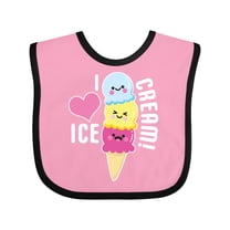 Inktastic I Love Ice Cream with Cute Ice Cream Cone Boys or Girls Baby Bib