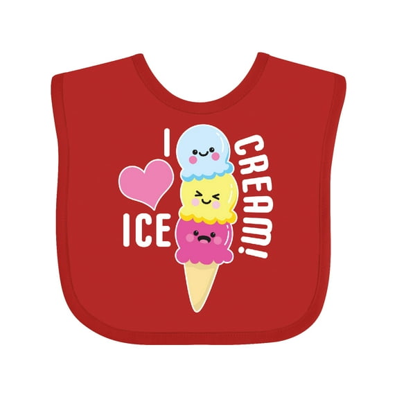 Inktastic I Love Ice Cream with Cute Ice Cream Cone Boys or Girls Baby Bib