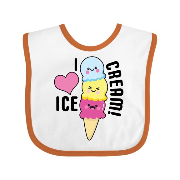 Inktastic I Love Ice Cream with Cute Ice Cream Cone Boys or Girls Baby Bib