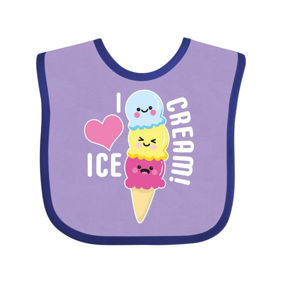 Inktastic I Love Ice Cream with Cute Ice Cream Cone Boys or Girls Baby Bib