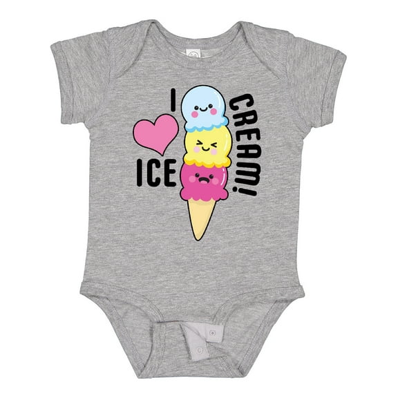 Inktastic I Love Ice Cream with Cute Ice Cream Cone Boys or Girls Baby Bodysuit