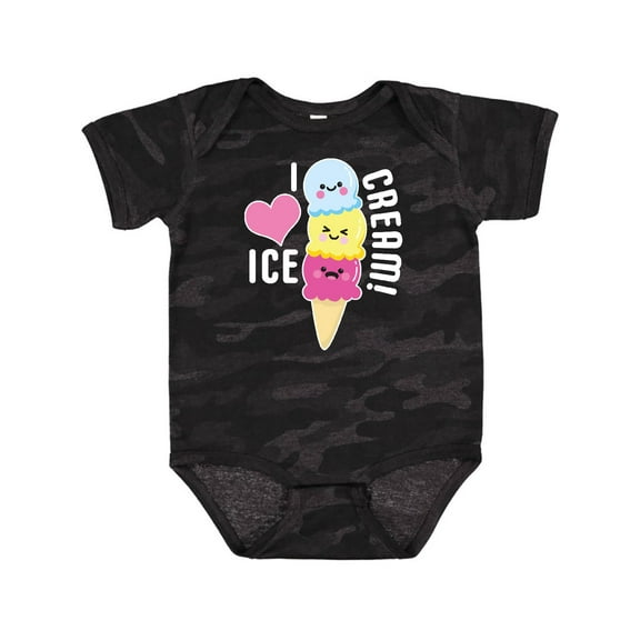 Inktastic I Love Ice Cream with Cute Ice Cream Cone Boys or Girls Baby Bodysuit