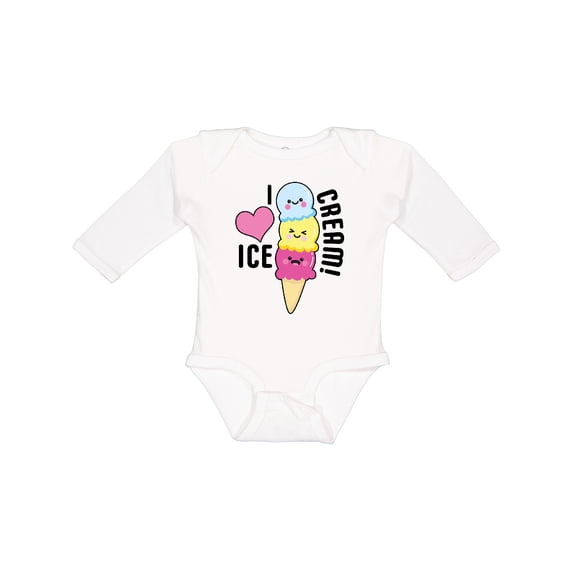 Inktastic I Love Ice Cream with Cute Ice Cream Cone Boys or Girls Long Sleeve Baby Bodysuit