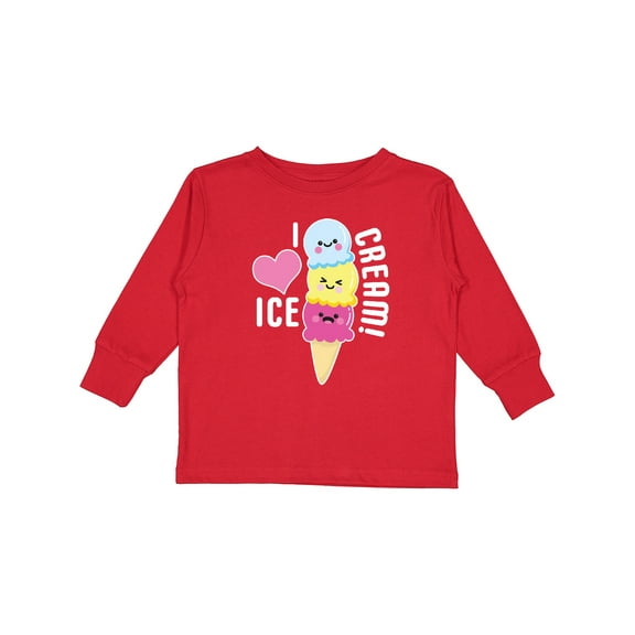 Inktastic I Love Ice Cream with Cute Ice Cream Cone Boys or Girls Long Sleeve Toddler T-Shirt