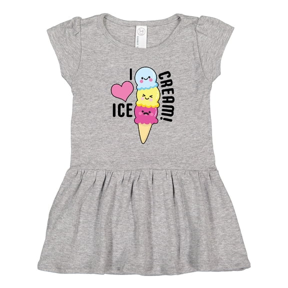 Inktastic I Love Ice Cream with Cute Ice Cream Cone Girls Toddler Dress