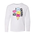thumbnail image 1 of Inktastic I Love Ice Cream with Cute Ice Cream Cone Long Sleeve Youth T-Shirt, 1 of 5