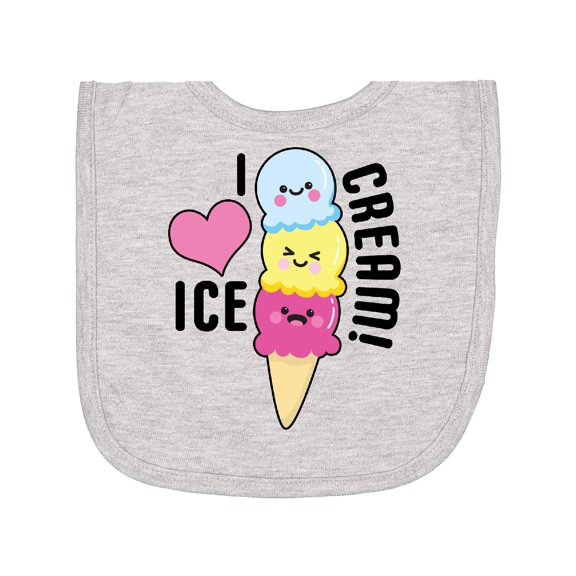 Inktastic I Love Ice Cream with Cute Ice Cream Cone Newborn Bib