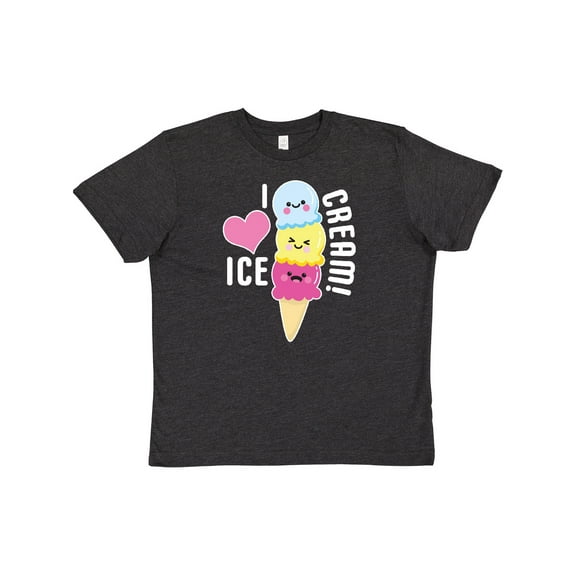 Inktastic I Love Ice Cream with Cute Ice Cream Cone Youth T-Shirt