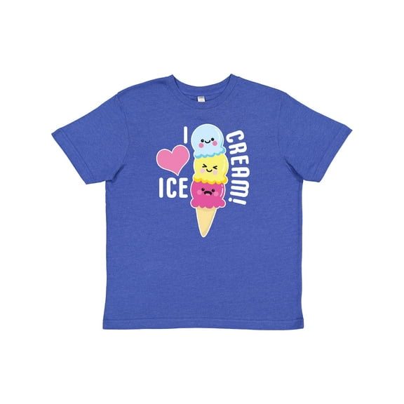 Inktastic I Love Ice Cream with Cute Ice Cream Cone Youth T-Shirt