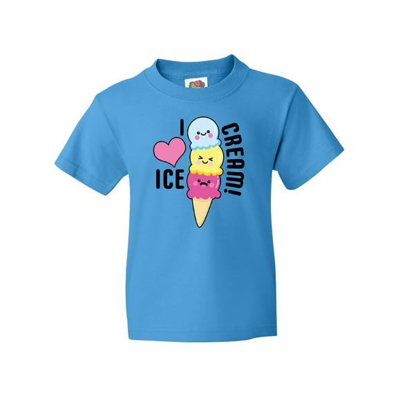 Inktastic I Love Ice Cream with Cute Ice Cream Cone Youth T-Shirt