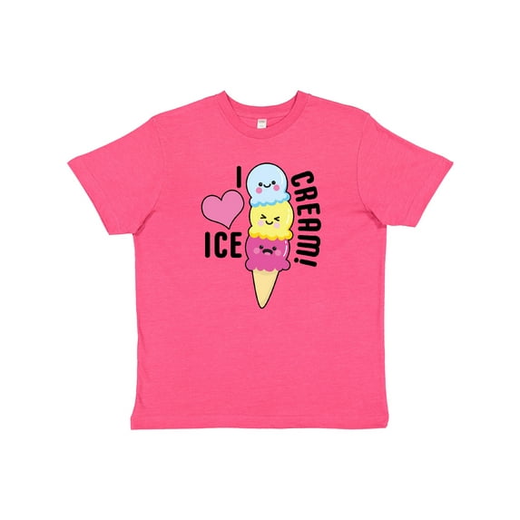 Inktastic I Love Ice Cream with Cute Ice Cream Cone Youth T-Shirt