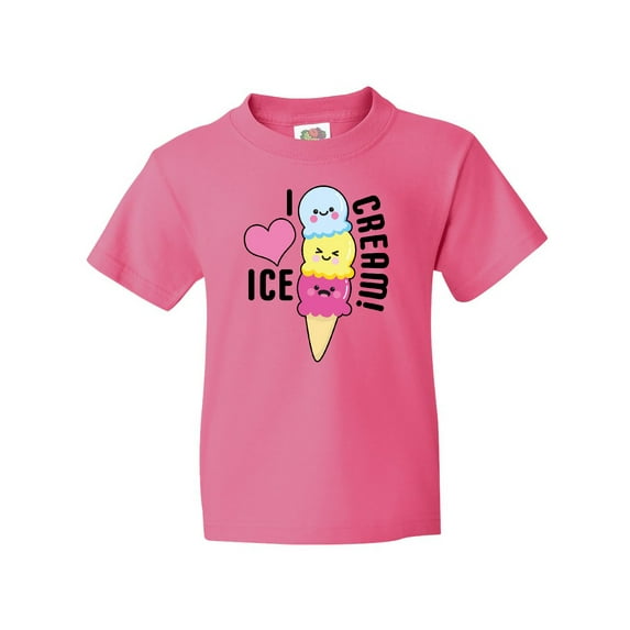 Inktastic I Love Ice Cream with Cute Ice Cream Cone Youth T-Shirt