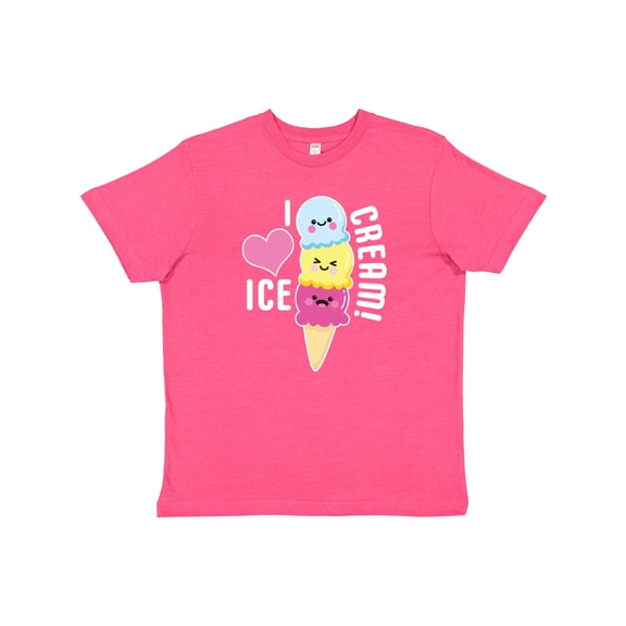Inktastic I Love Ice Cream with Cute Ice Cream Cone Youth T-Shirt