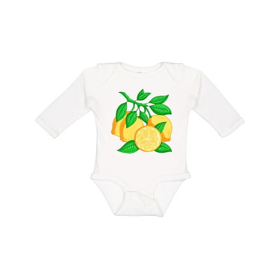 Inktastic I Love Lemons with Lemon Tree Branch Illustration Boys or Girls Long Sleeve Baby Bodysuit