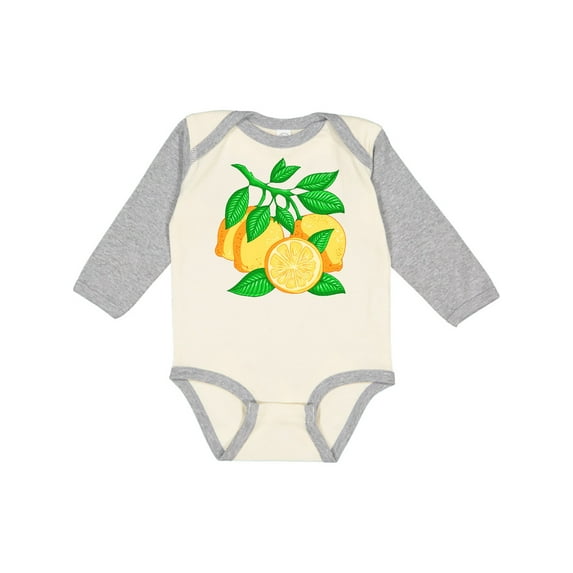Inktastic I Love Lemons with Lemon Tree Branch Illustration Boys or Girls Long Sleeve Baby Bodysuit