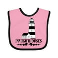 thumbnail image 1 of Inktastic I Love Lighthouses Girls Baby Bib, 1 of 4