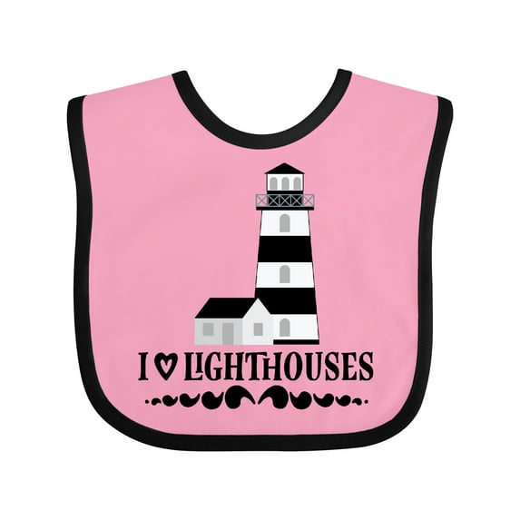 Inktastic I Love Lighthouses Girls Baby Bib