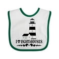 thumbnail image 1 of Inktastic I Love Lighthouses Girls Baby Bib, 1 of 4