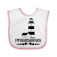 thumbnail image 1 of Inktastic I Love Lighthouses Girls Baby Bib, 1 of 4