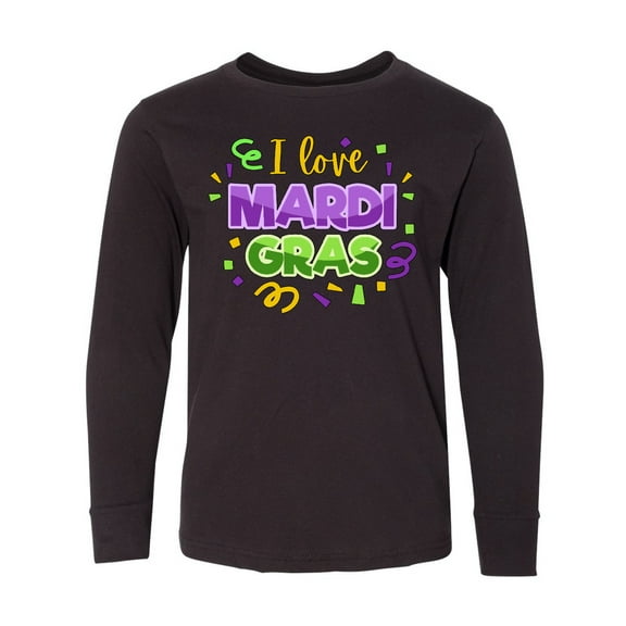 Inktastic I Love Mardi Gras Confetti Long Sleeve Youth T-Shirt